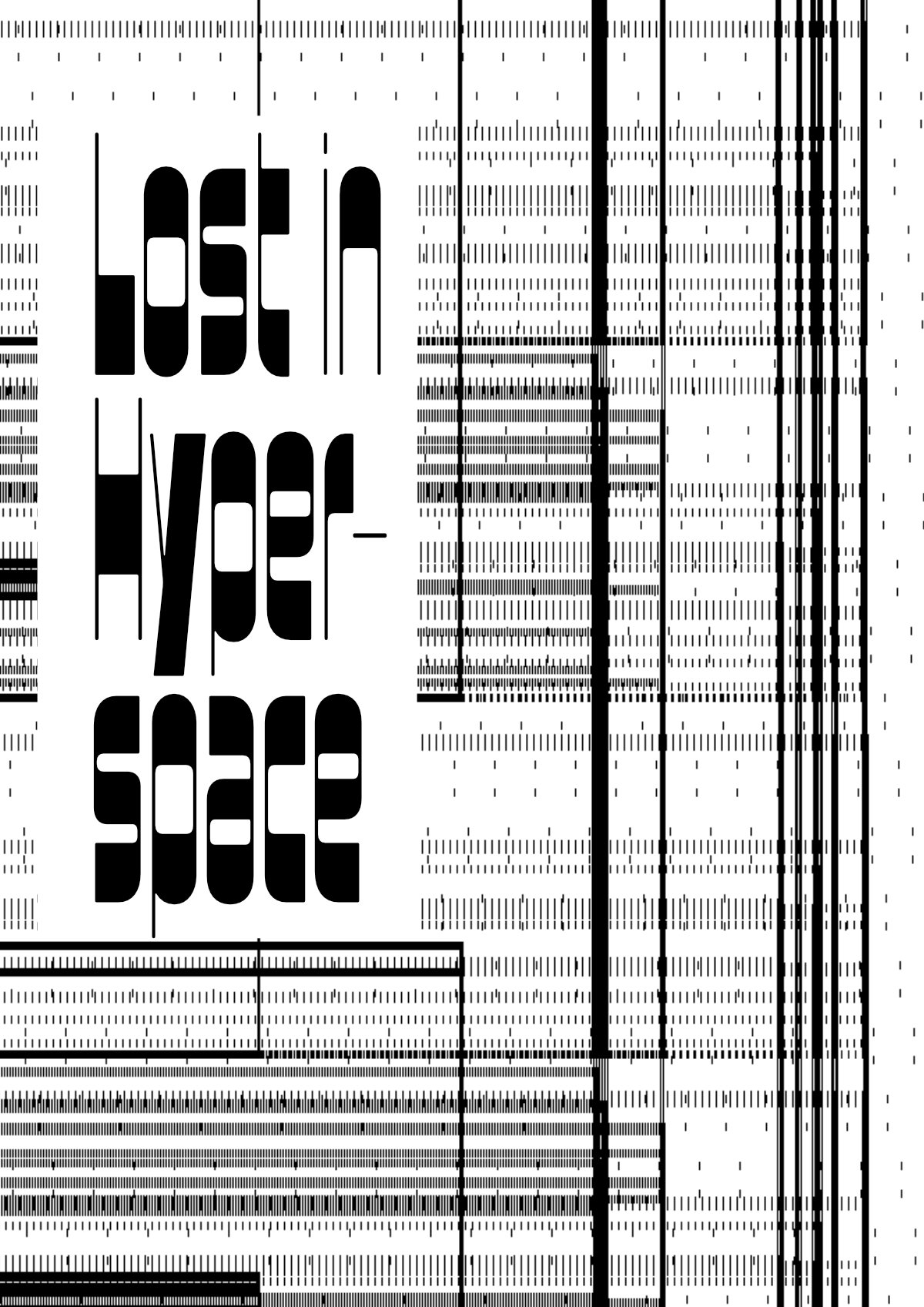 Lost in Hyperspace. Digital screen glitch patterns. Poster by Michael Leonhartsberger