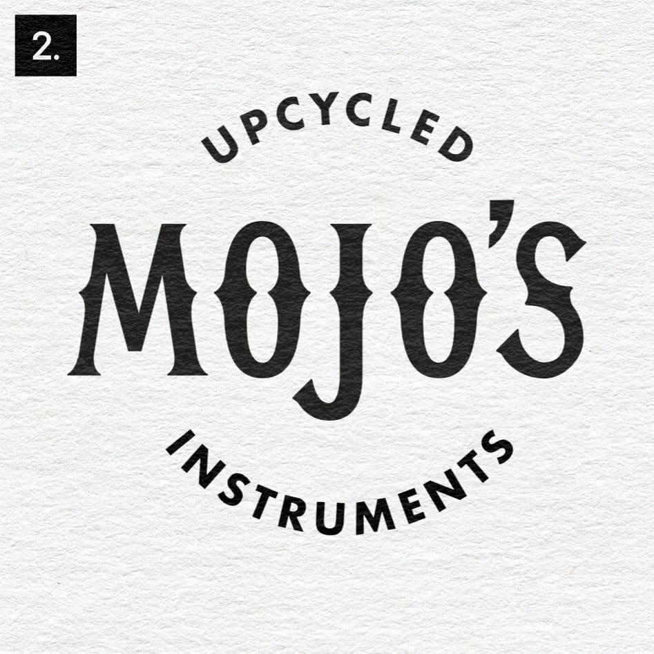Lettering Schriftzug Logo Mojo’s Upcycled Instruments final